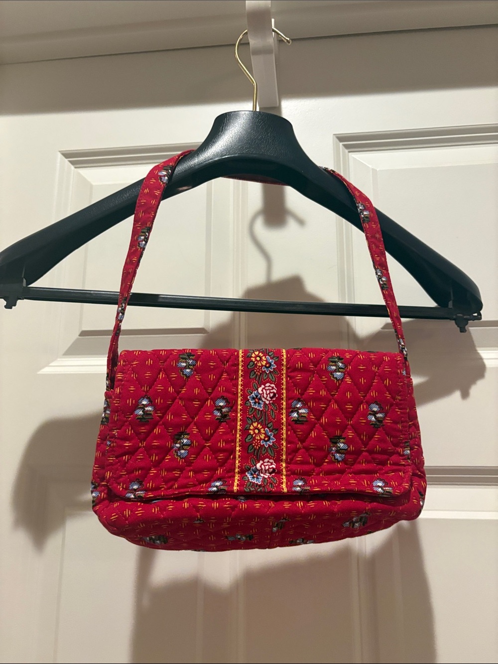 Vera Bradley Quilted Red Floral Shoulder Bag- 100% cotton